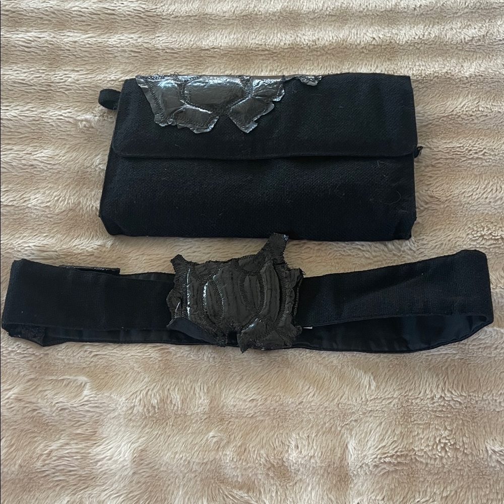 Elegant Black Women's Belt with Pouch